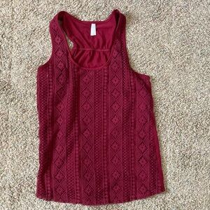 Vanity Burgundy Textured Racerback Tank Top
